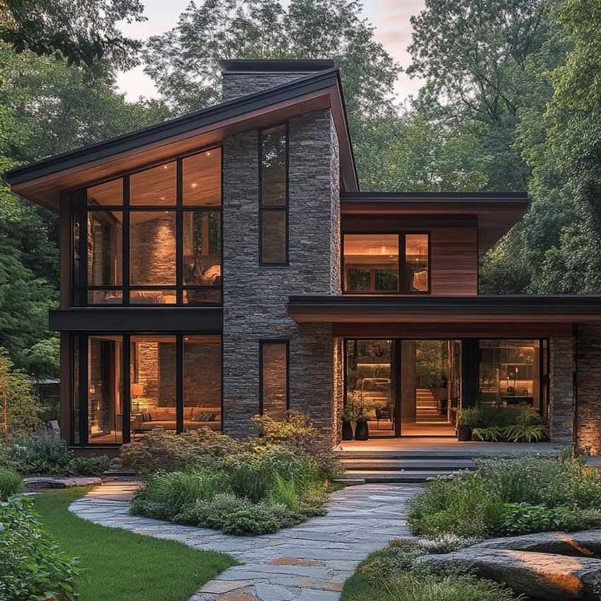 طراحی ویلای جنگلی جذاب و شیک