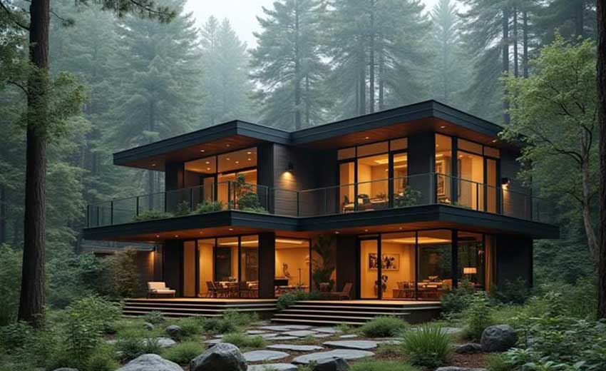 طراحی ویلای جنگلی